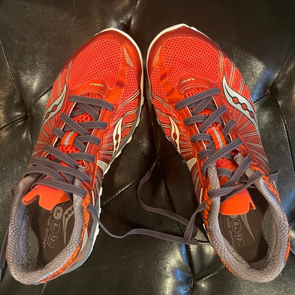 Saucony Vibrant Red and Gray Sneakers